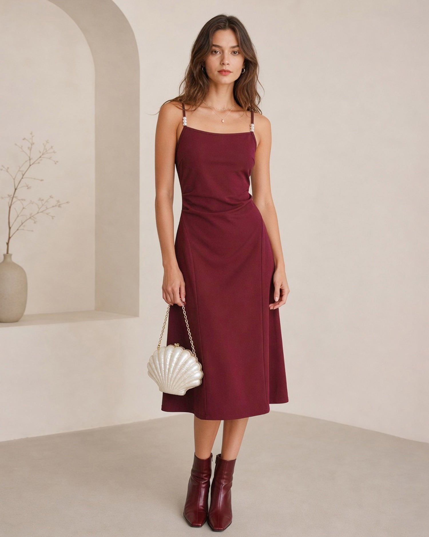 Women's Knitted Polyester Midi Dresses - RIHOAS