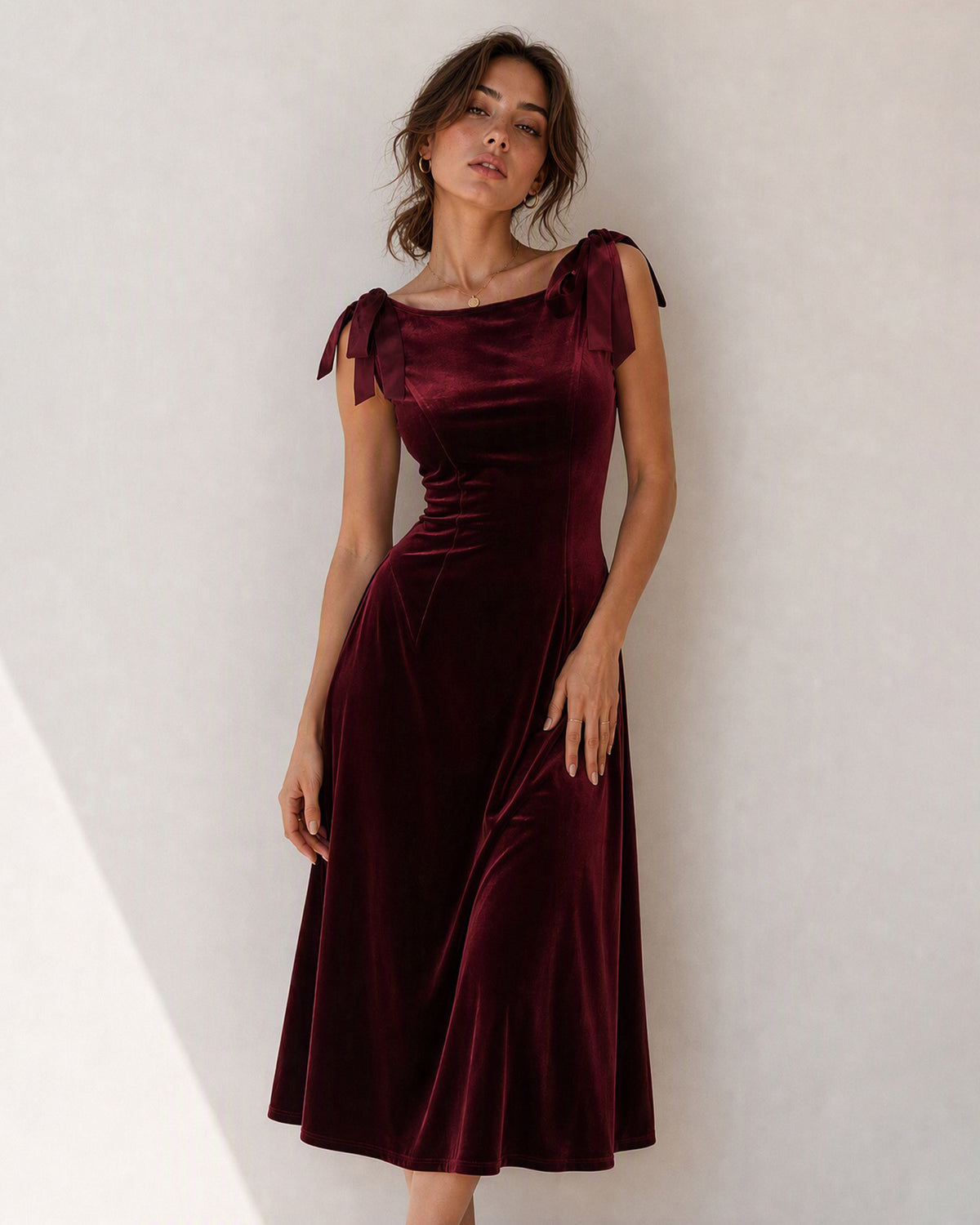 Women's Knitted Polyester Midi Dresses - RIHOAS - 01