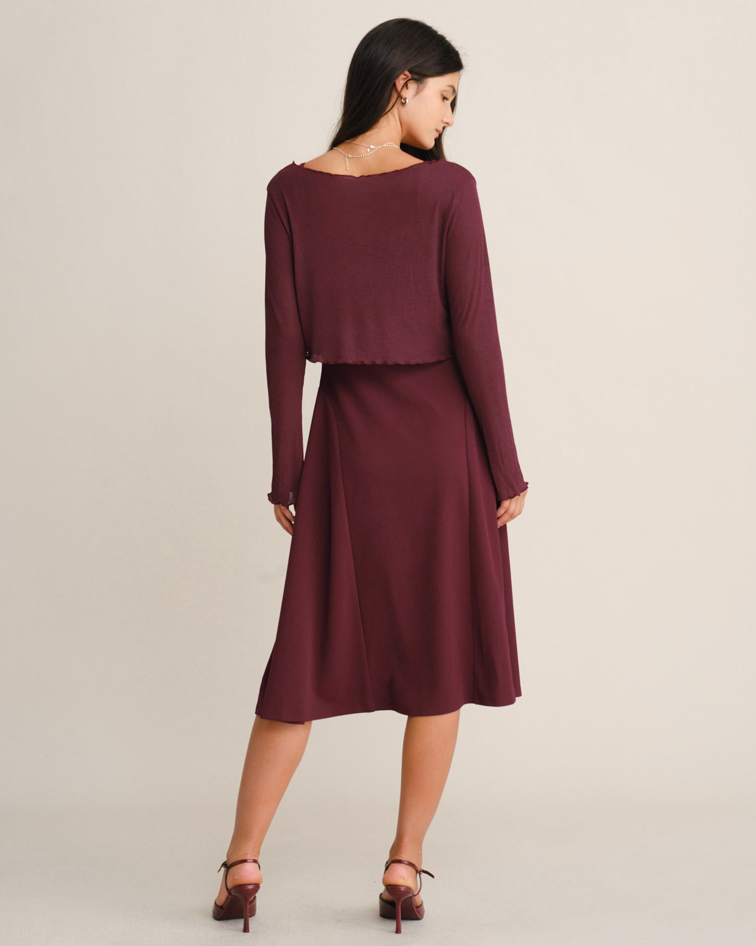 Women's Knitted Polyester Midi Dresses - RIHOAS - 06