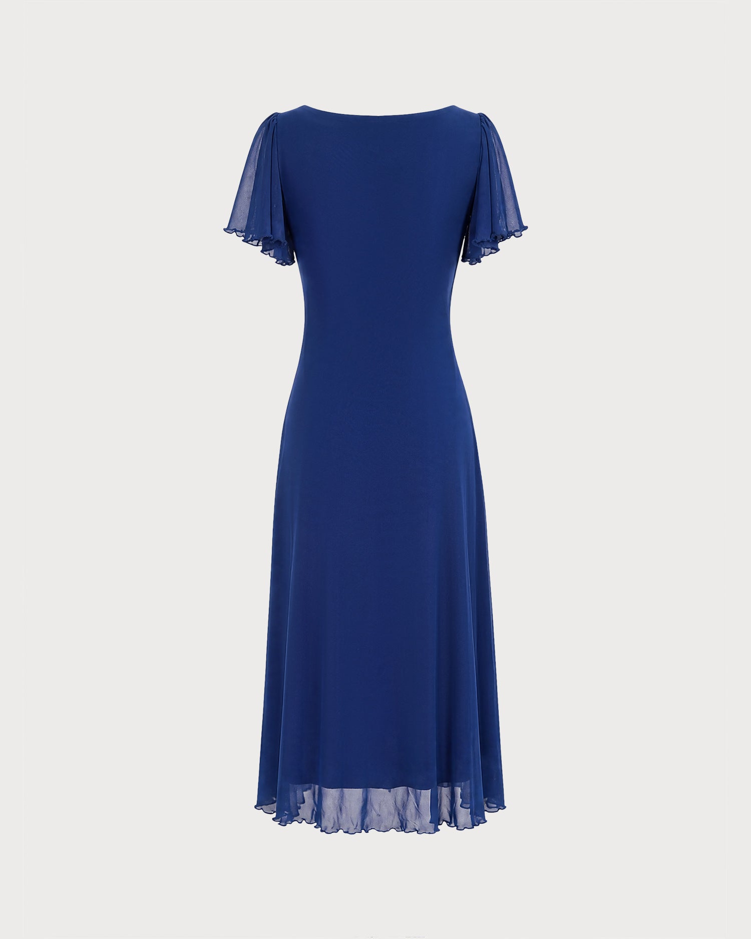 Navy Cowl Neck Mesh Midi Dress 03