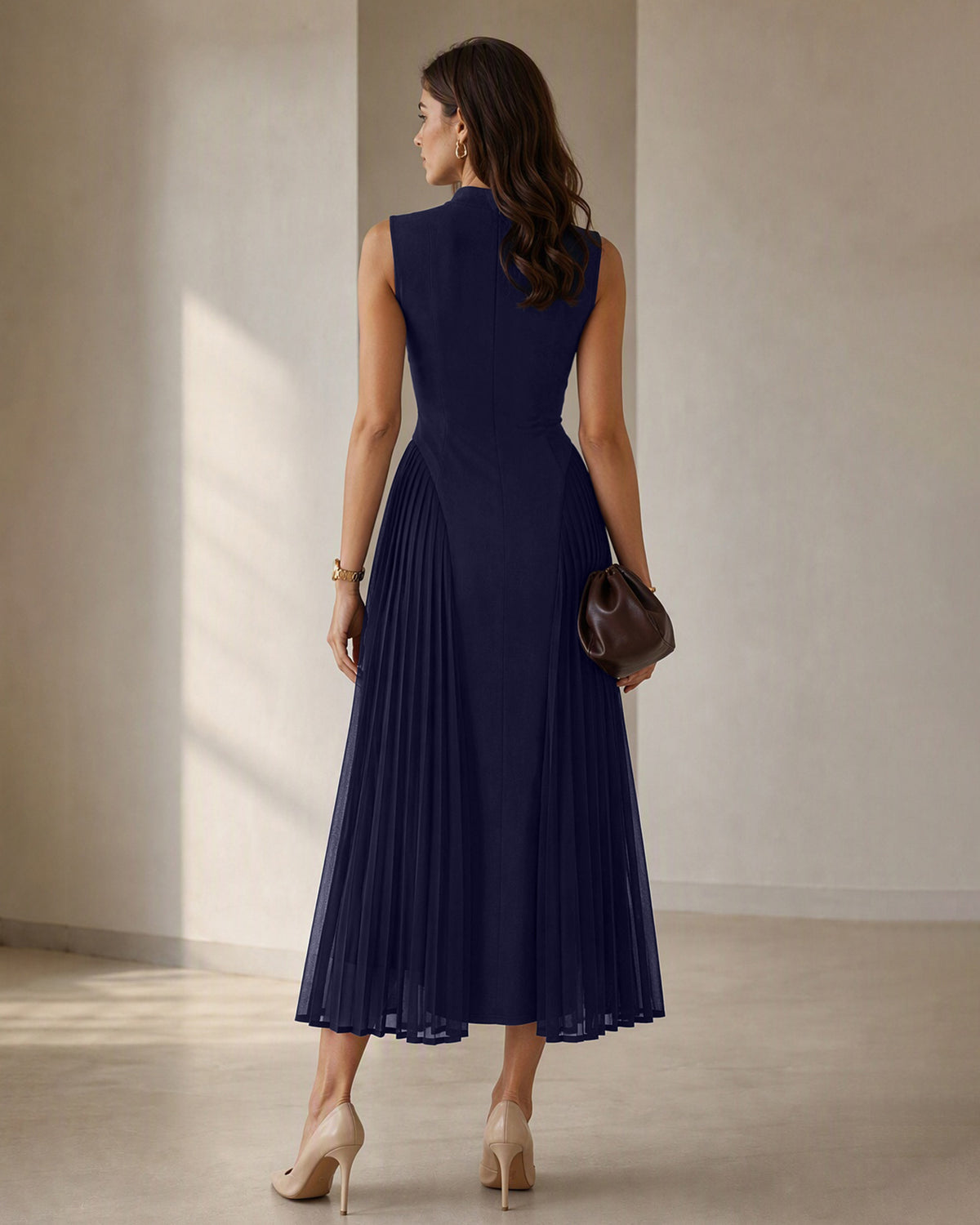 Women's Knitted Polyester Midi Dresses - RIHOAS - 01
