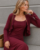 Women's Knitted Polyester Midi Dresses - RIHOAS