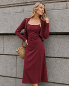 Women's Knitted Polyester Midi Dresses - RIHOAS