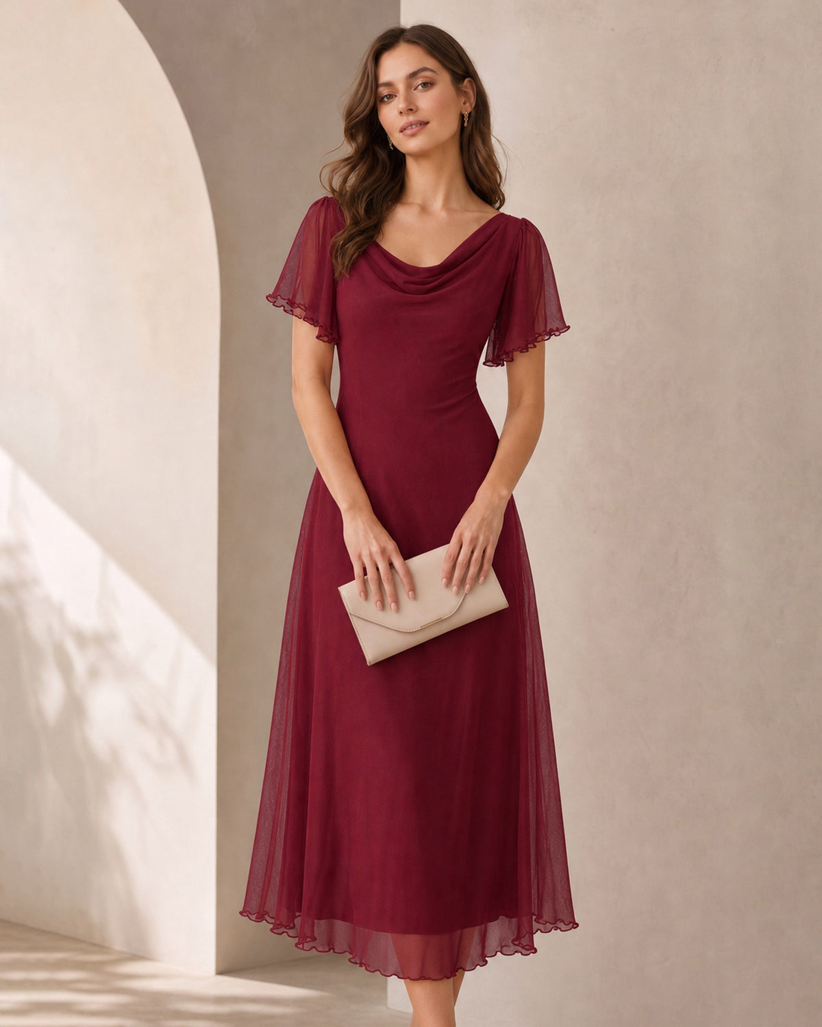 Women's Knitted Polyester Midi Dresses - RIHOAS