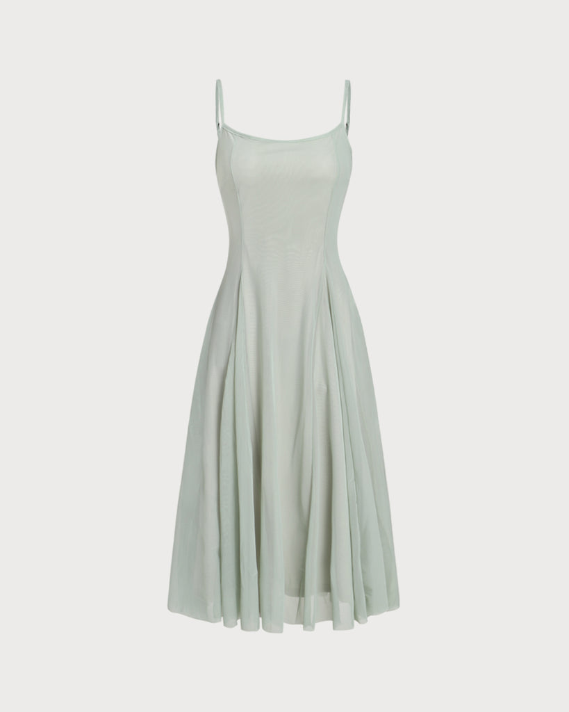 Women's Knitted Polyester Midi Dresses Green Dresses - RIHOAS