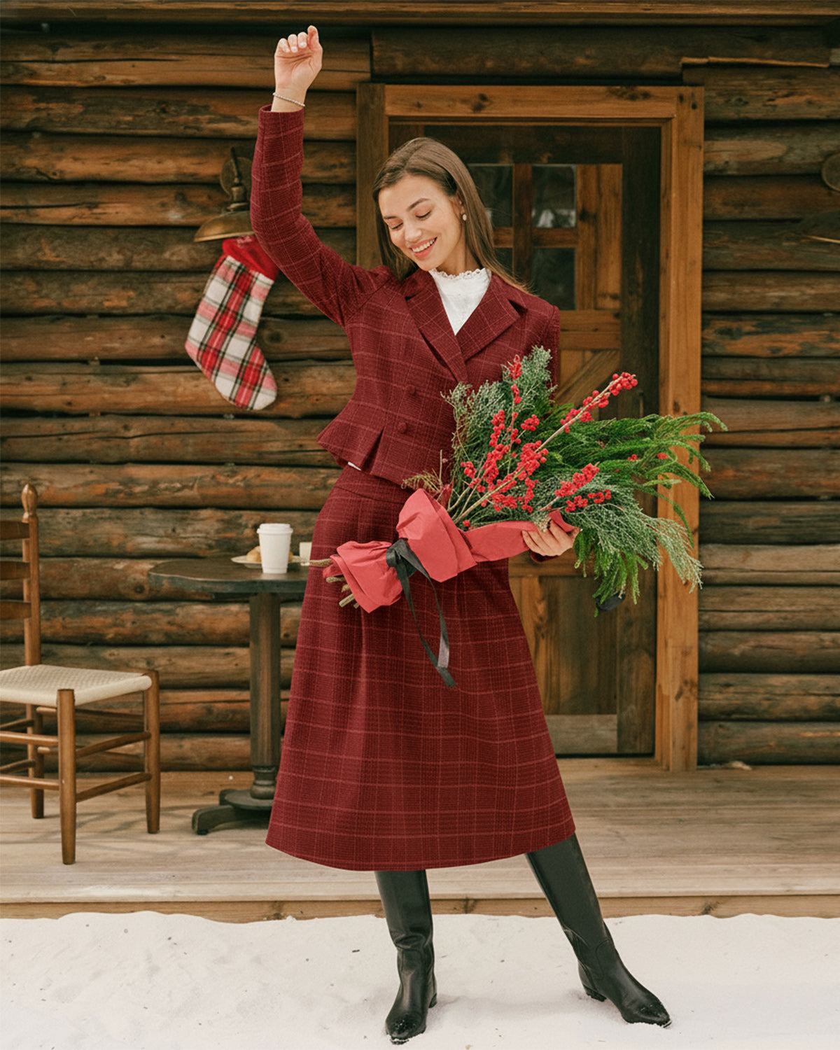 Women's Knitted Polyester Midi Skirt Bottoms - RIHOAS