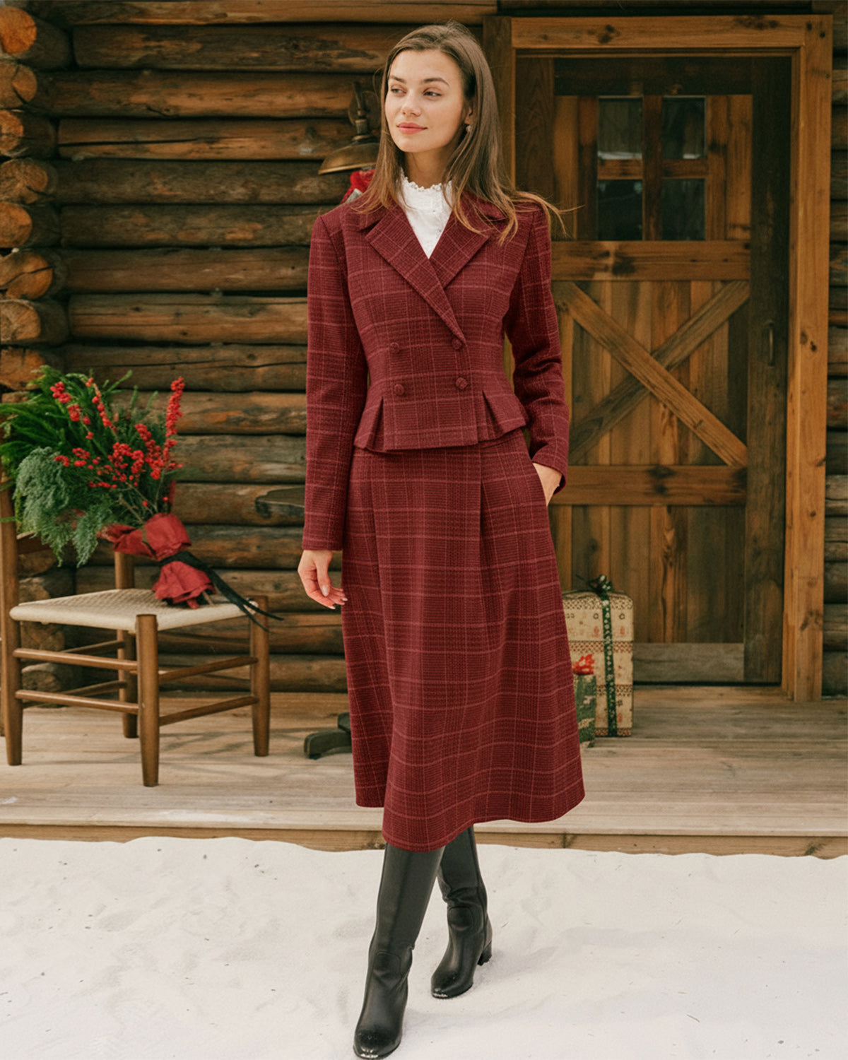 Women's Knitted Polyester Midi Skirt Bottoms - RIHOAS