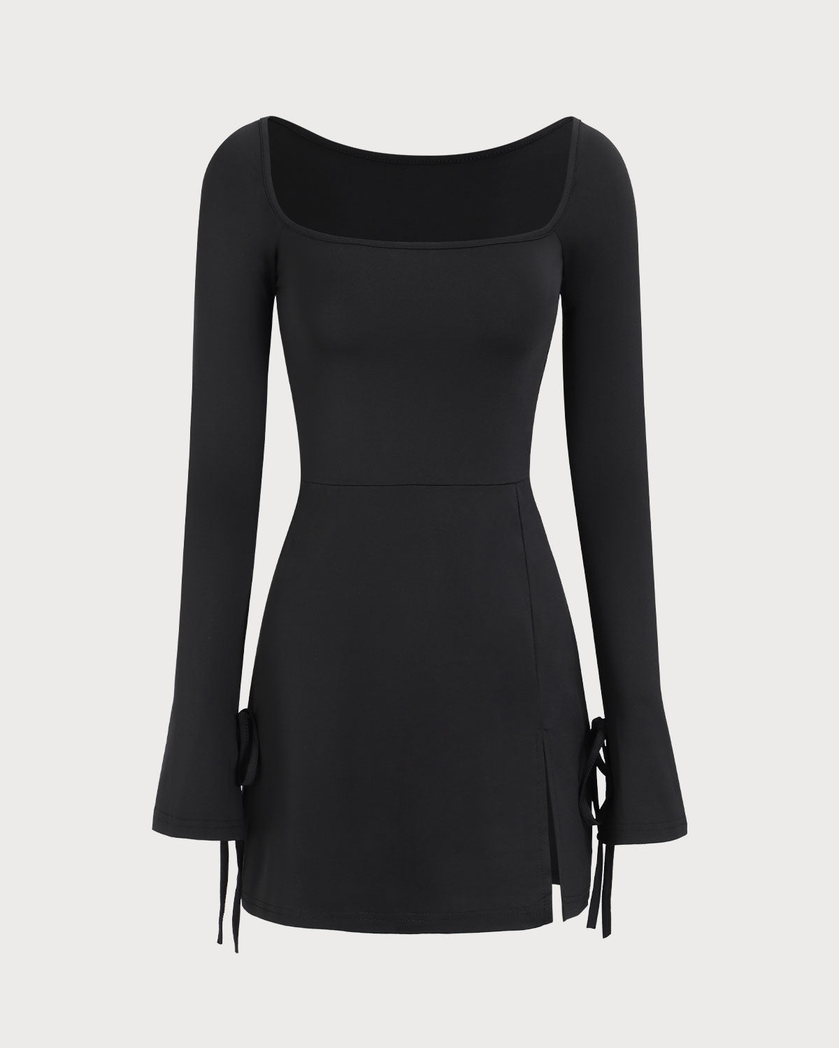 Rihoas Square Neck Knitted Long Sleeve Mini Dress for Women, Black / XL Rihoas Square Neck Knitted Long Sleeve Mini Dress for Women, Black / XL