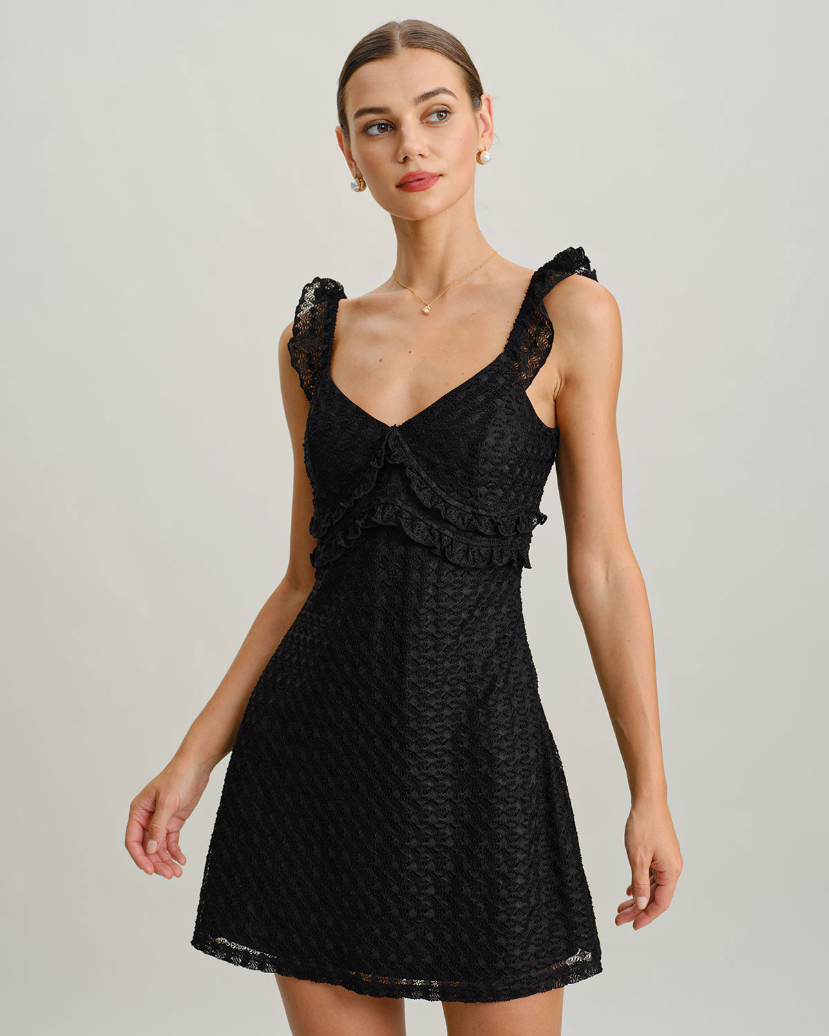 Women's Knitted Polyester Mini Dress Black Dresses - RIHOAS