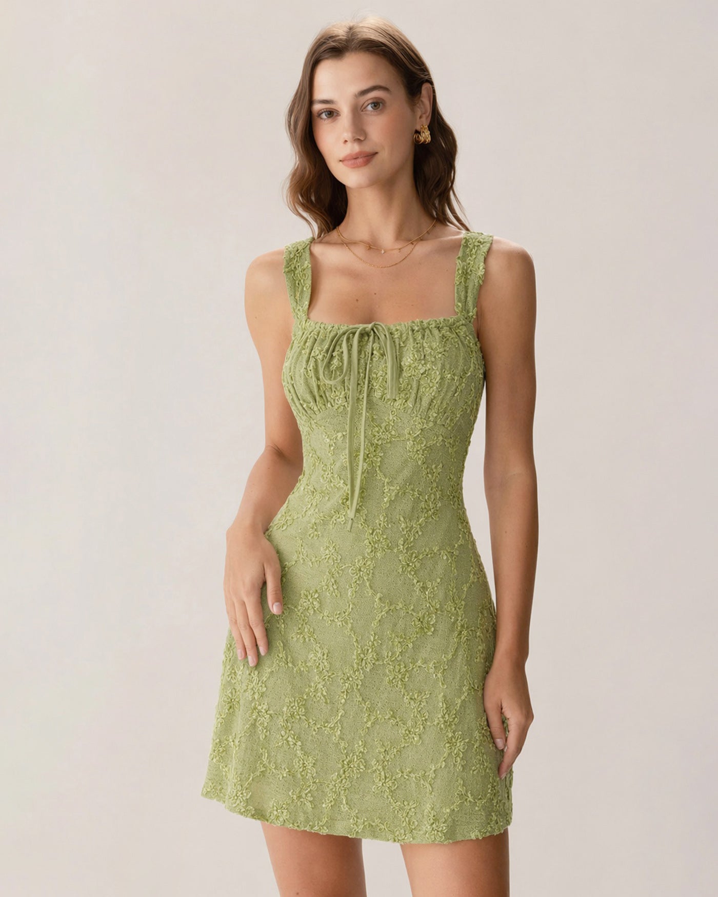 Green Floral Mesh Mini Dress & Reviews - Green - Dresses