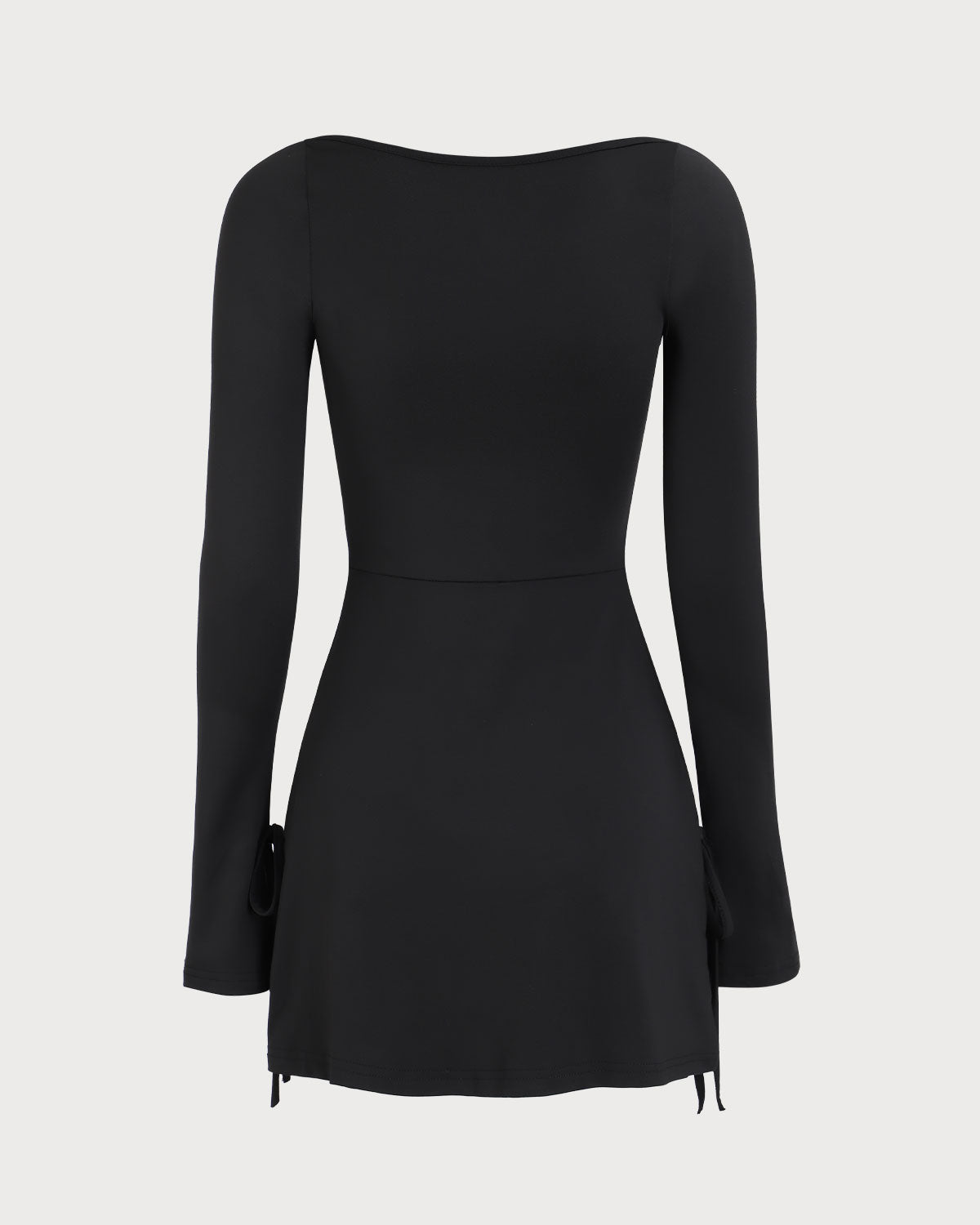 Rihoas Square Neck Knitted Long Sleeve Mini Dress For Women, Black / XL Rihoas Square Neck Knitted Long Sleeve Mini Dress For Women, Black / XL