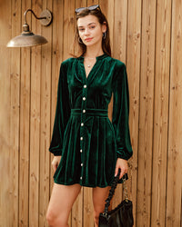 Women's Knitted Polyester Mini Dress Green Dresses - RIHOAS