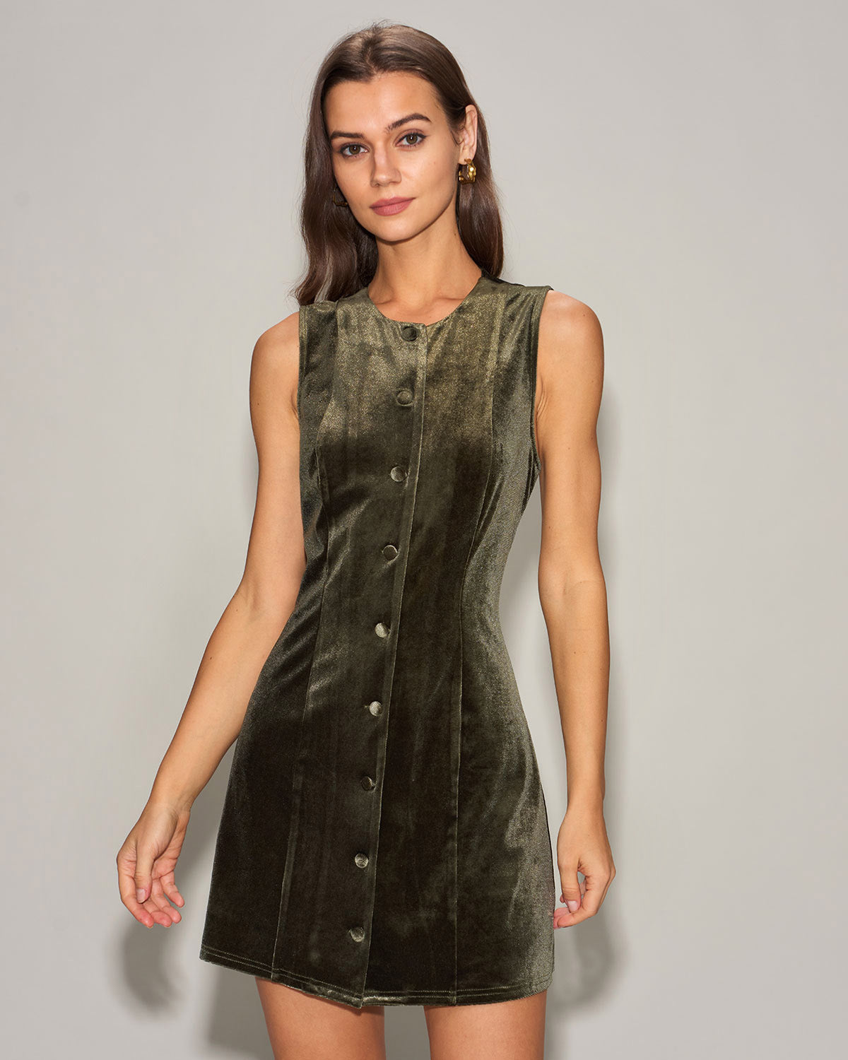 Women's Knitted Polyester Mini Dress Green Dresses - RIHOAS