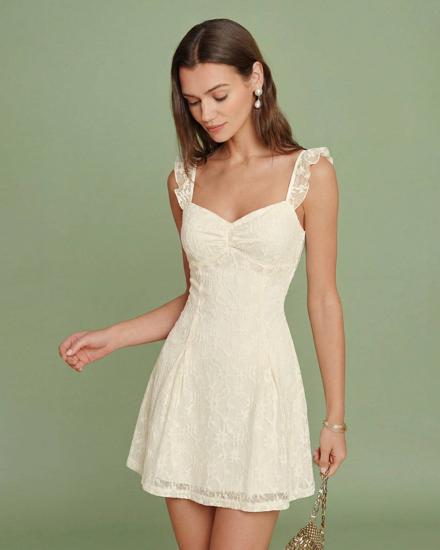 Women's Knitted Polyester Mini Dresses Apricot Dresses - RIHOAS