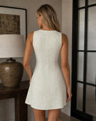 Apricot Sleeveless Jacquard Mini Dress 04