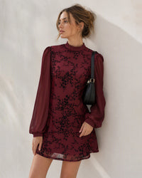 Women's Knitted Polyester Mini Dresses Wine Red - RIHOAS