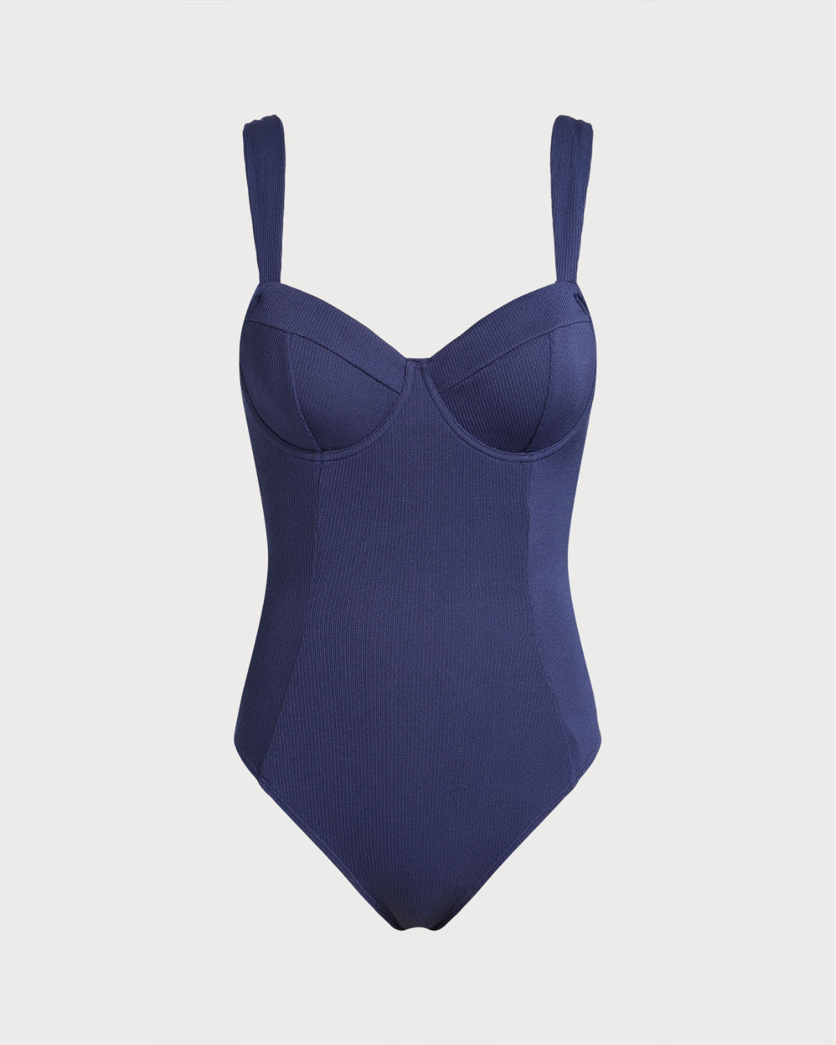 Women's Knitted Polyester One-Piece Swimsuit Blue One-Pieces - RIHOAS