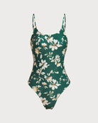 Women's Knitted Polyester One-Piece Swimsuit Green One-Pieces - RIHOAS