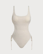 Women's Knitted Polyester One-Piece Swimsuit Off White One-Pieces - RIHOAS