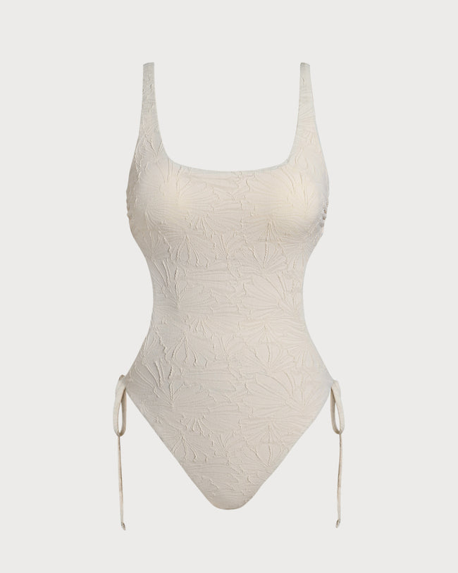 Women's Knitted Polyester One-Piece Swimsuit Off White One-Pieces - RIHOAS
