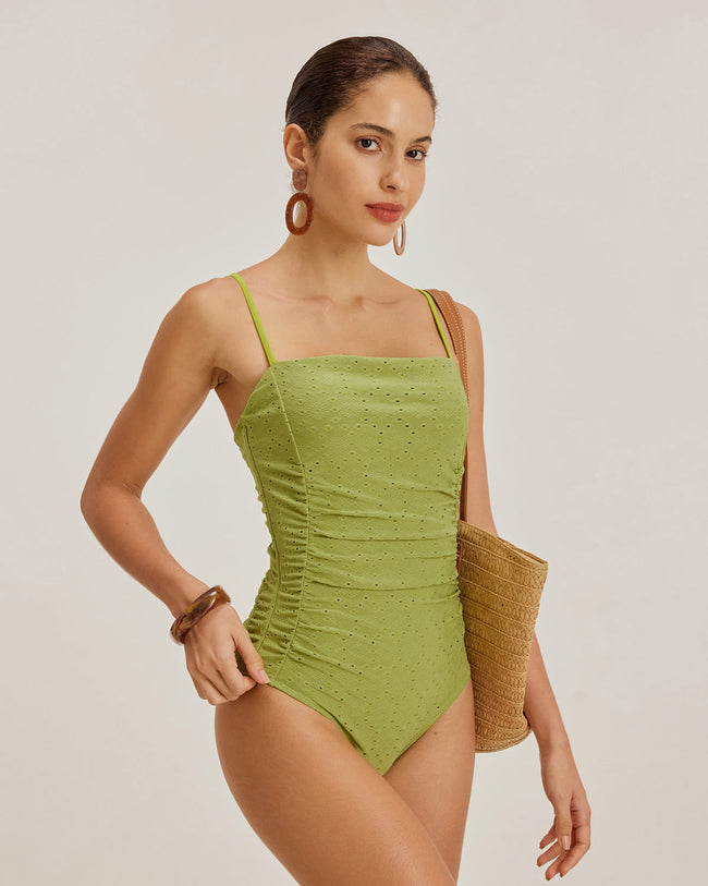 Women's Knitted Polyester One-Piece Swimsuit One-Pieces - RIHOAS