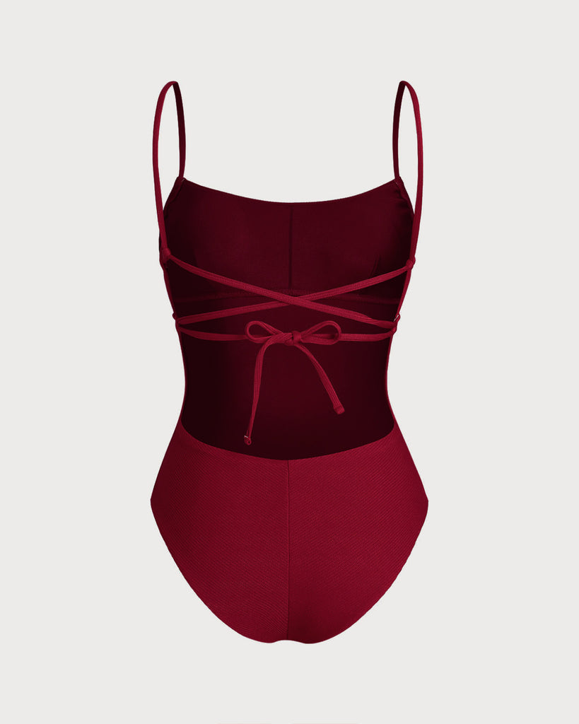 Women's Knitted Polyester One-Piece Swimsuit One-Pieces - RIHOAS