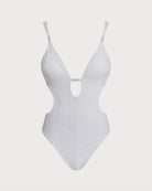 White Jacquard Triangle One Piece 02