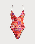 Women's Knitted Polyester One-Piece Swimsuit One-Pieces - RIHOAS