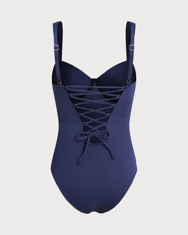 Women's Knitted Polyester One-Piece Swimsuit One-Pieces - RIHOAS