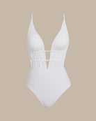 Women's Knitted Polyester One-Piece Swimsuit White One-Pieces - RIHOAS