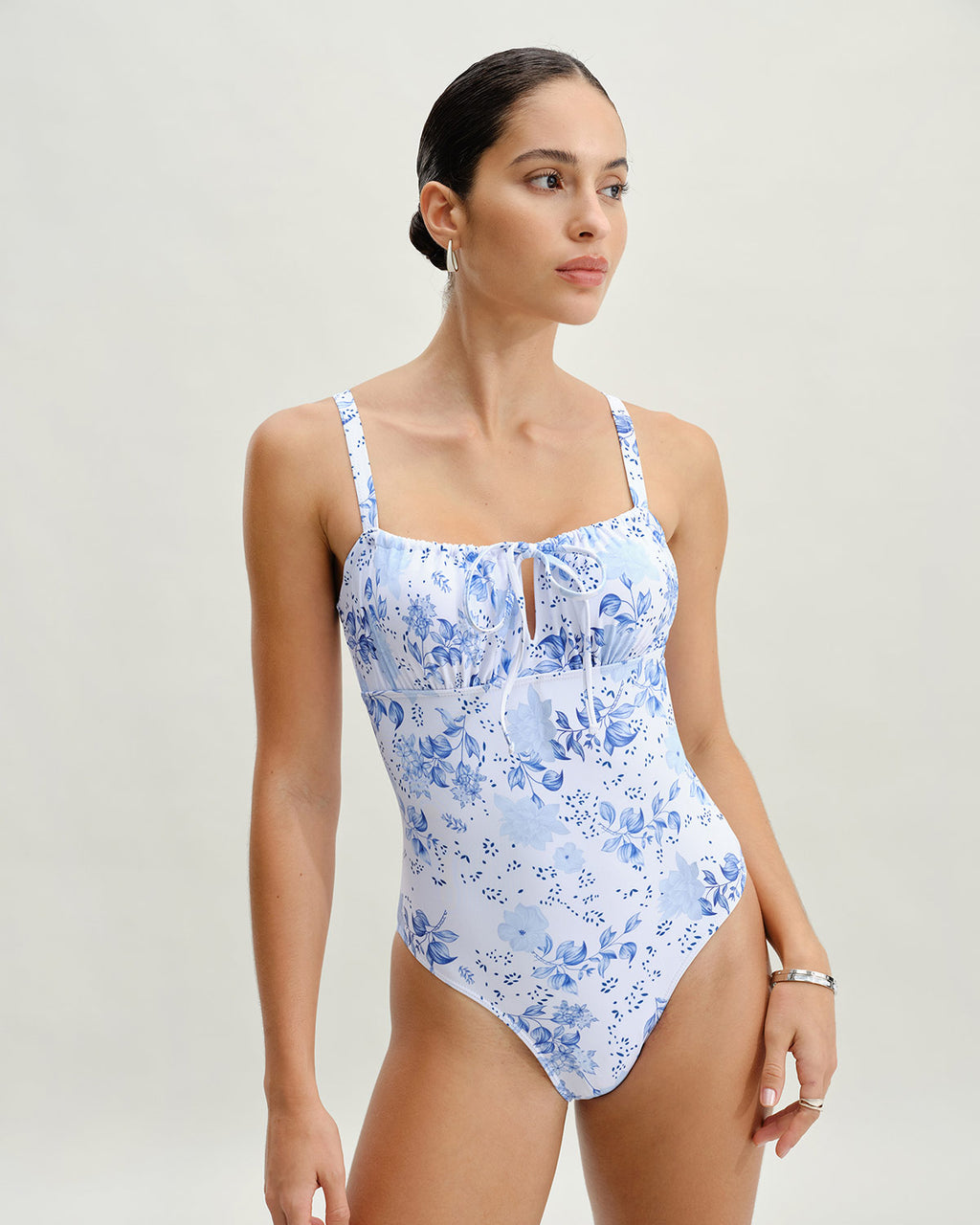 Women's Knitted Polyester One-Piece Swimsuit White One-Pieces - RIHOAS