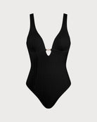 Women's Knitted Polyester One-Pieces Black One-Pieces - RIHOAS