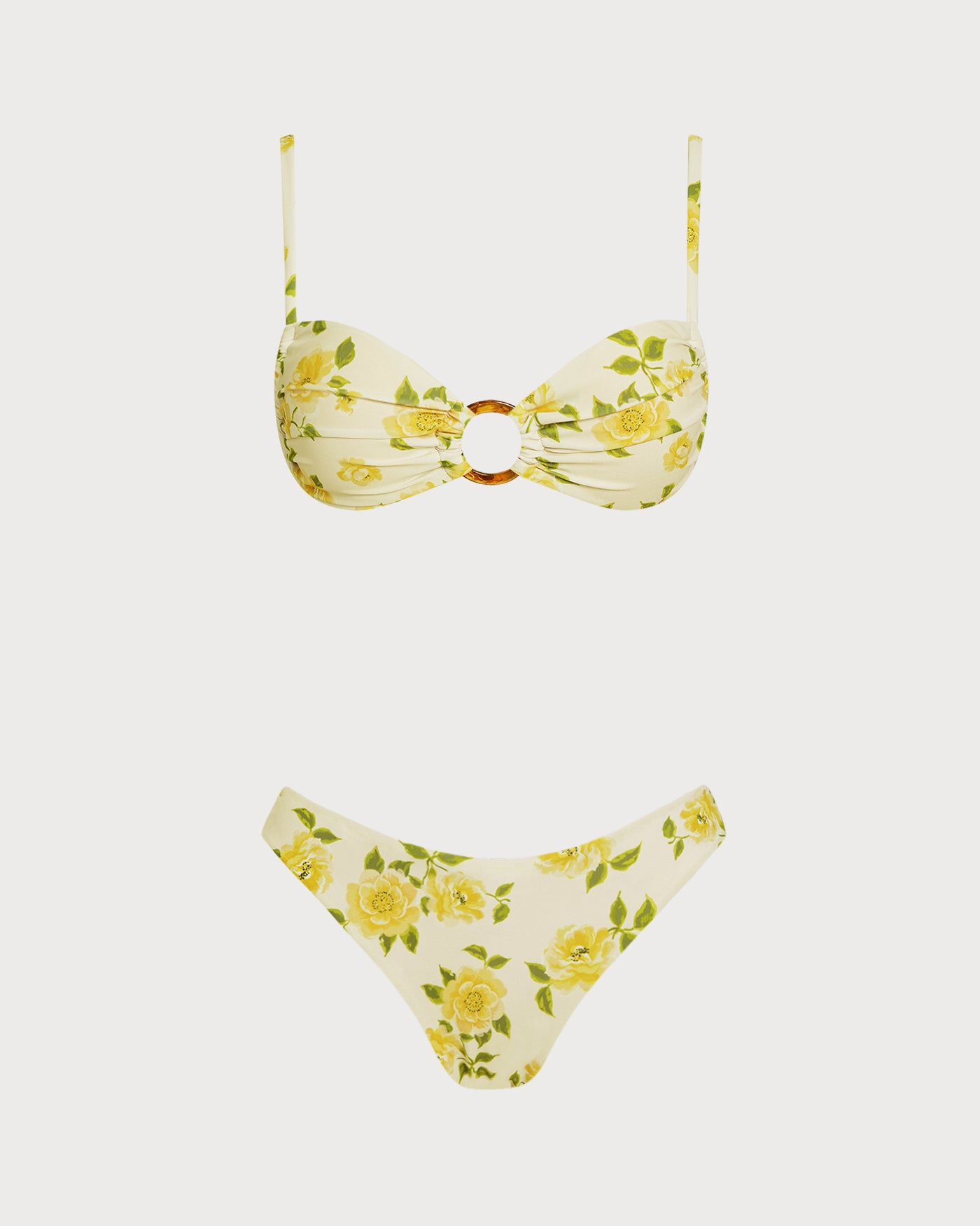 Women's Knitted Polyester Printed Bikini Set Light Yellow Bikinis - RIHOAS