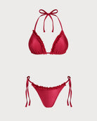 Women's Knitted Polyester Ruffled Bikini Set Bikinis - RIHOAS