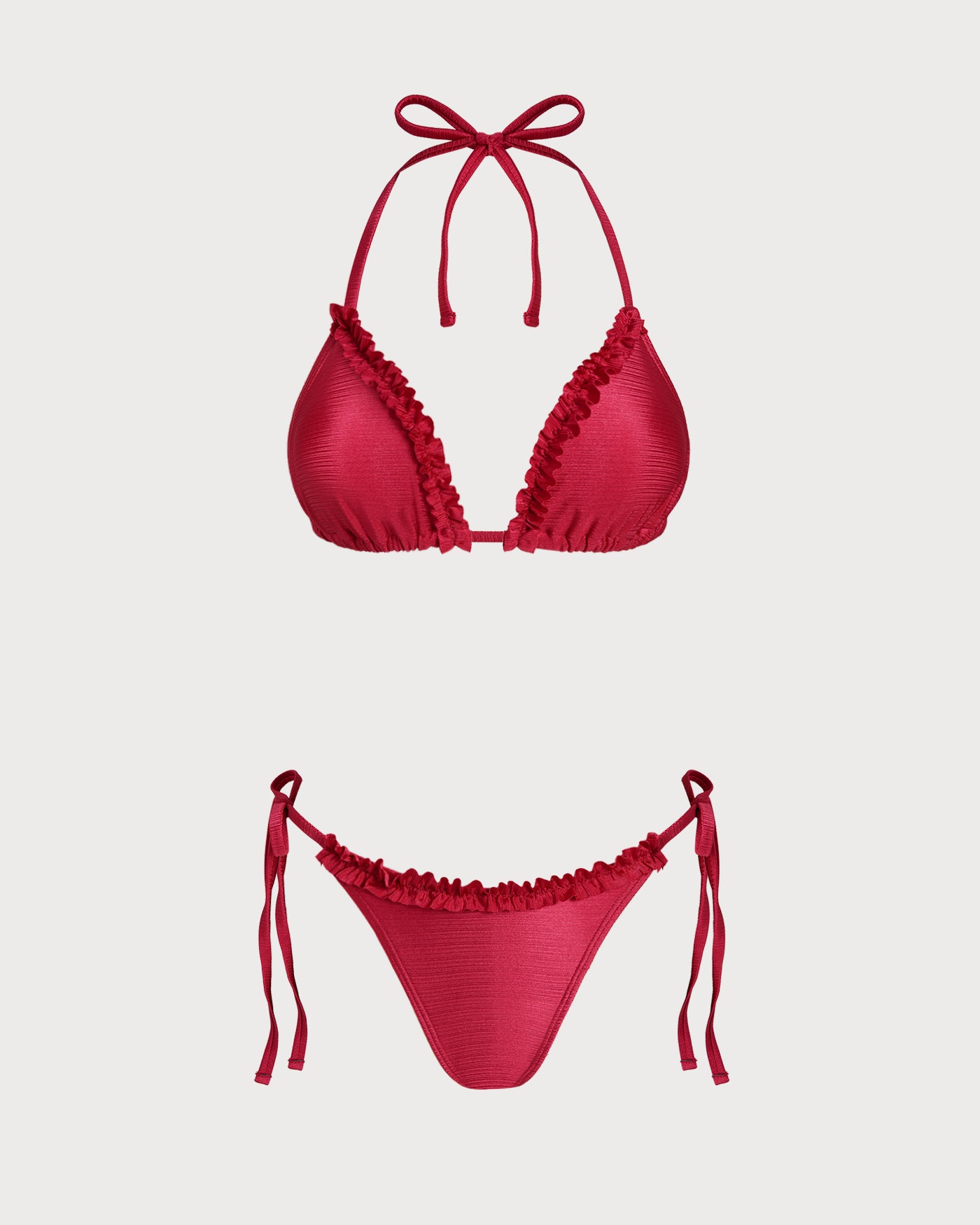 Women's Knitted Polyester Ruffled Bikini Set Bikinis - RIHOAS