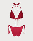 Women's Knitted Polyester Ruffled Bikini Set Bikinis - RIHOAS