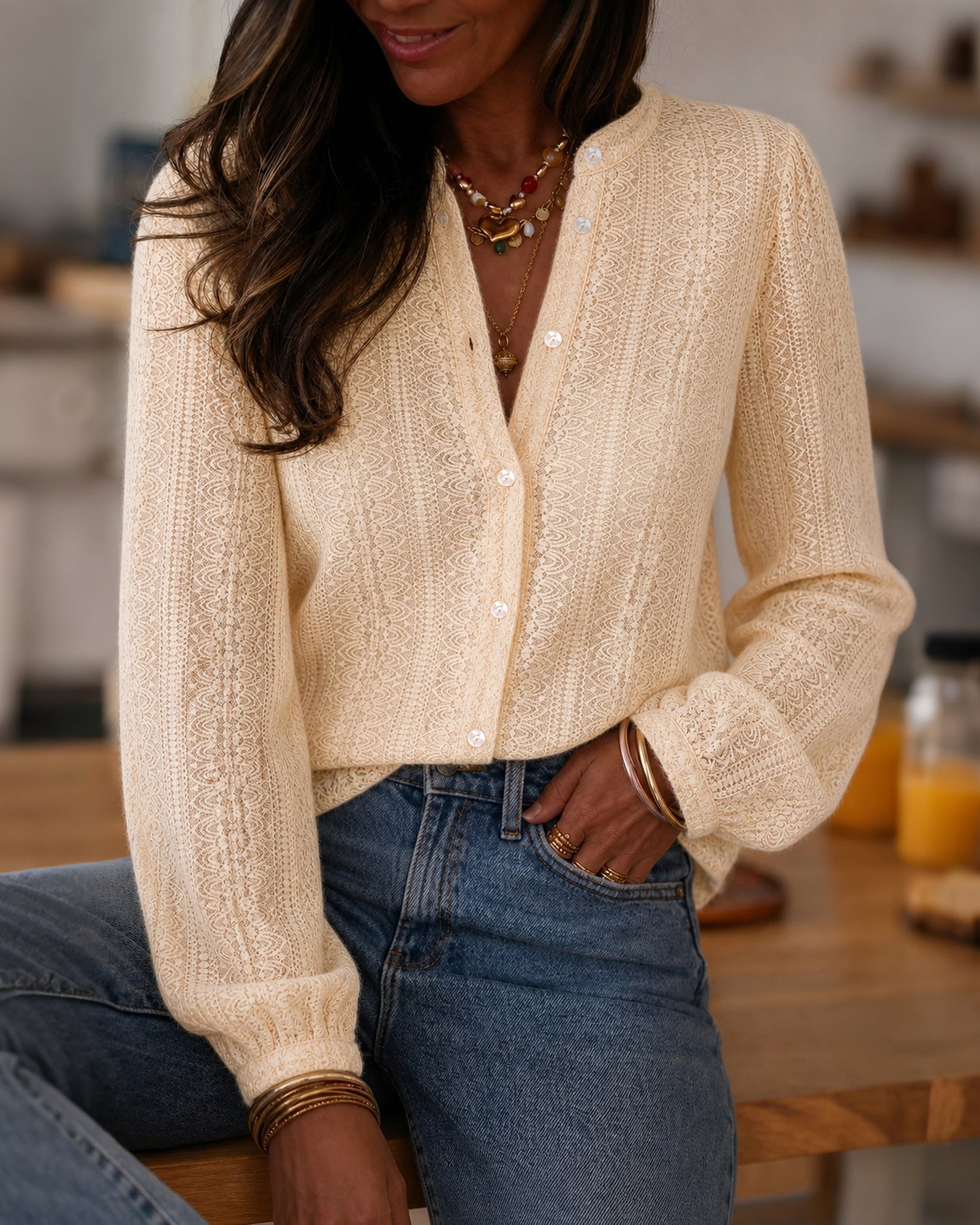 Women's Knitted Polyester Shirt - RIHOAS