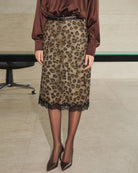 Women's Knitted Polyester Skirt Brown - RIHOAS