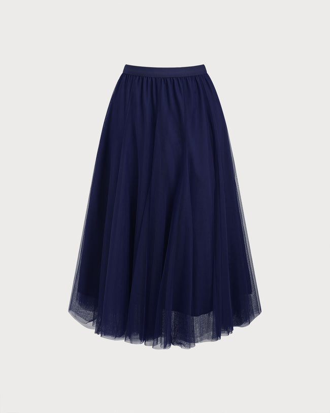 Women's Knitted Polyester Skirts Blue Bottoms - RIHOAS