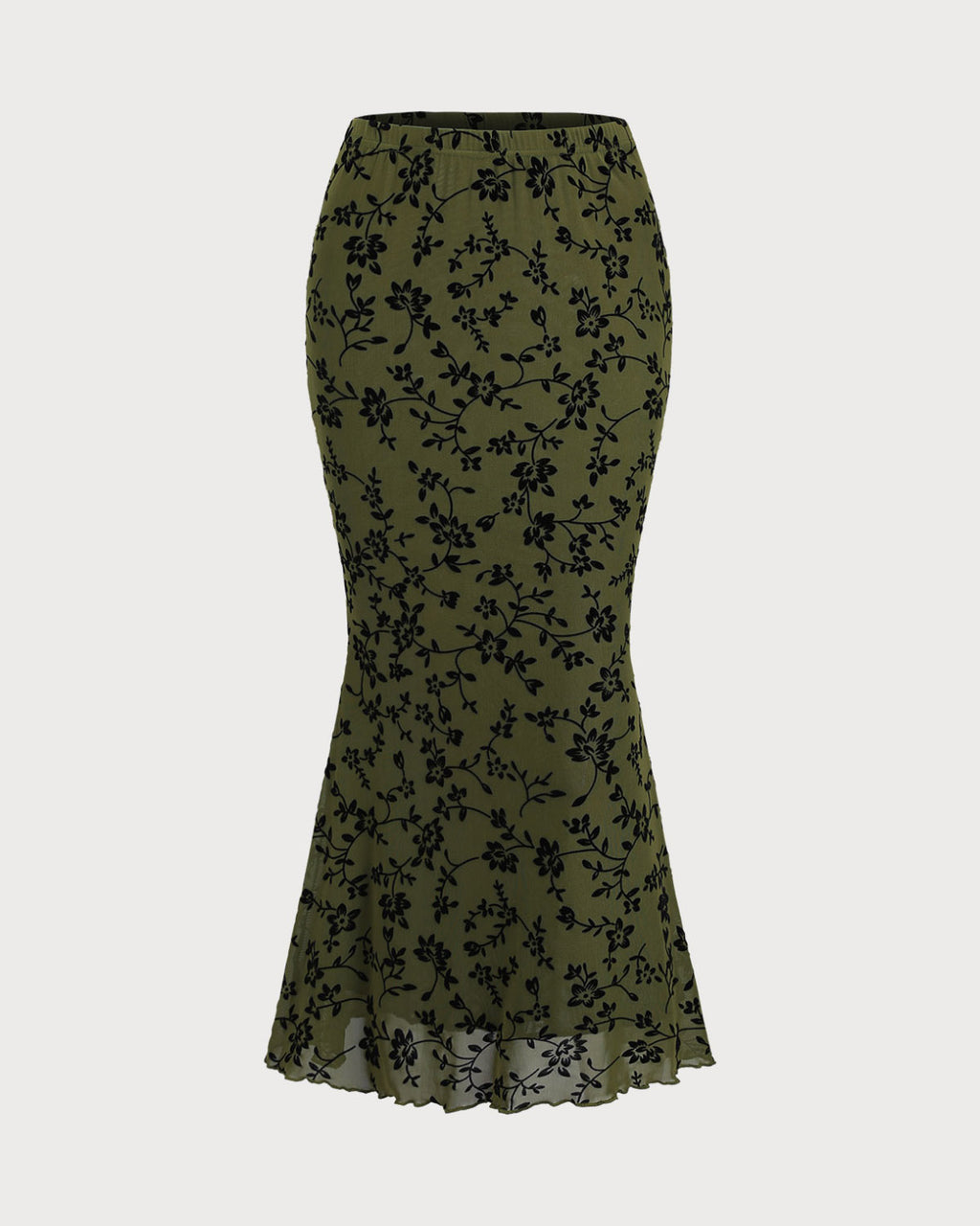 Women's Knitted Polyester Skirts Green Bottoms - RIHOAS