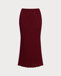 Women's Knitted Polyester Skirts Wine Red Bottoms - RIHOAS