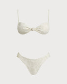 Women's Knitted Polyester Strappy Bikini Set White Bikinis - RIHOAS