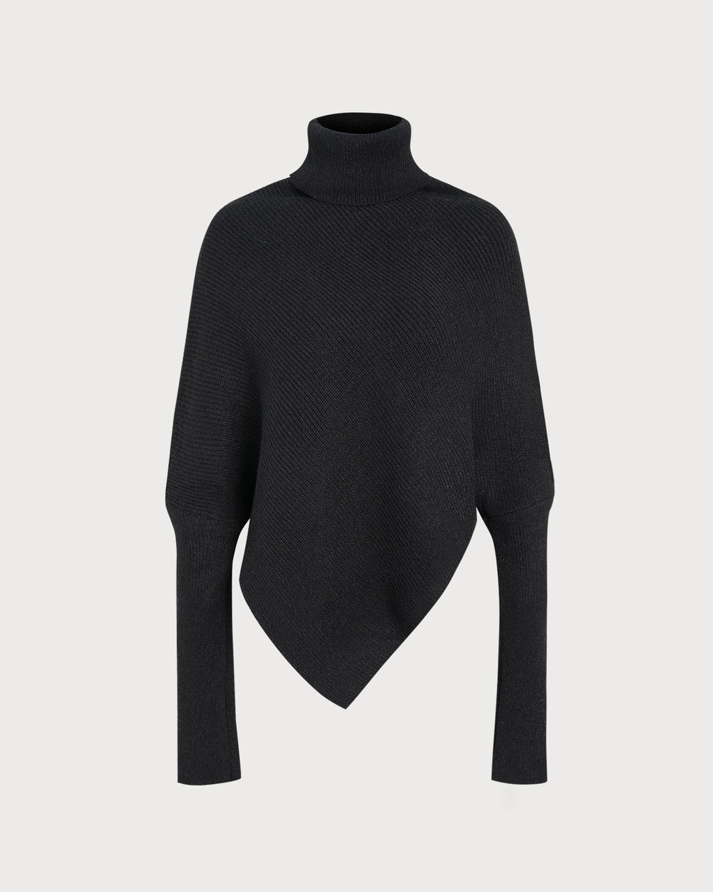 Women's Knitted Polyester Sweater Black Tops - RIHOAS