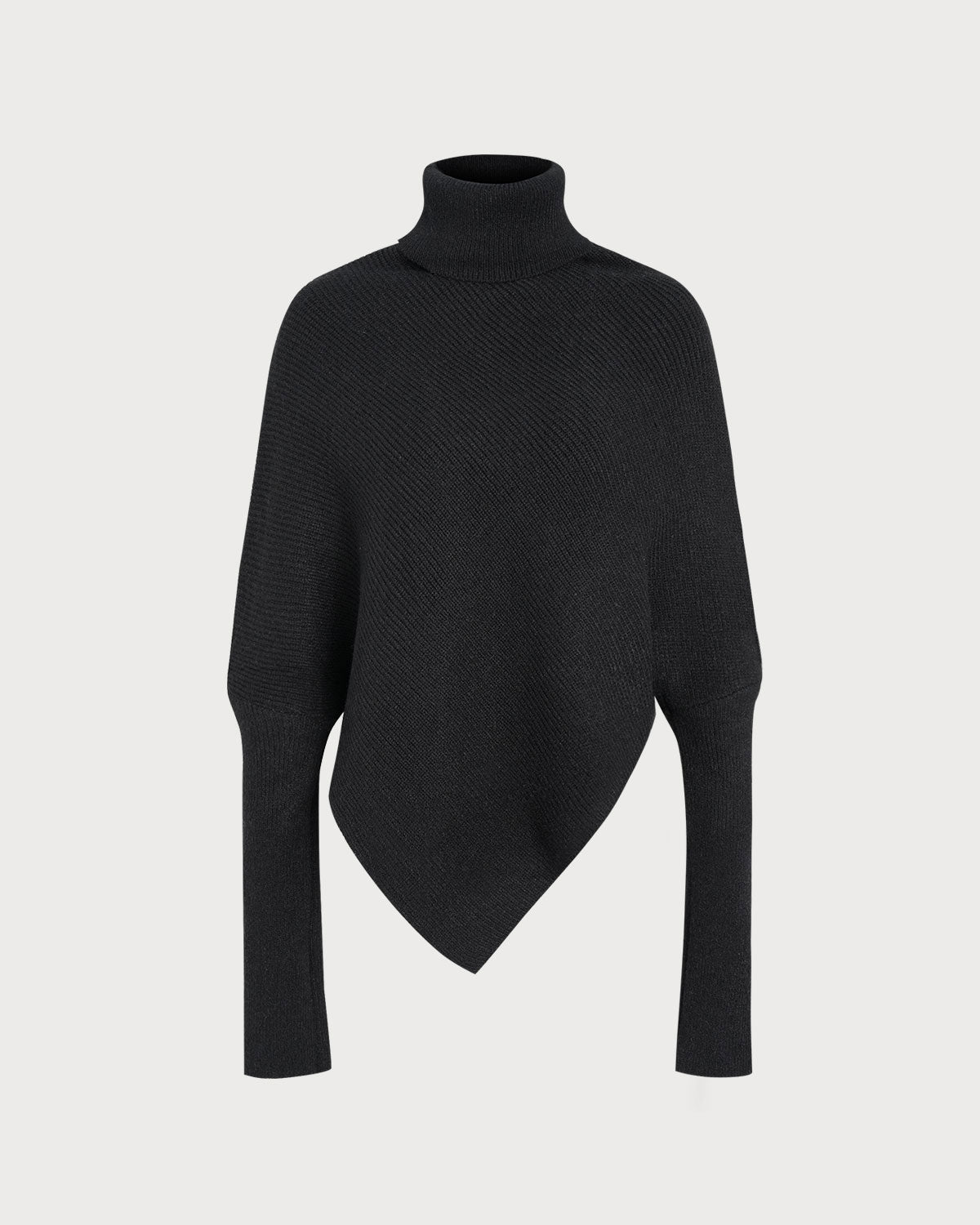 Women's Knitted Polyester Sweater Black Tops - RIHOAS