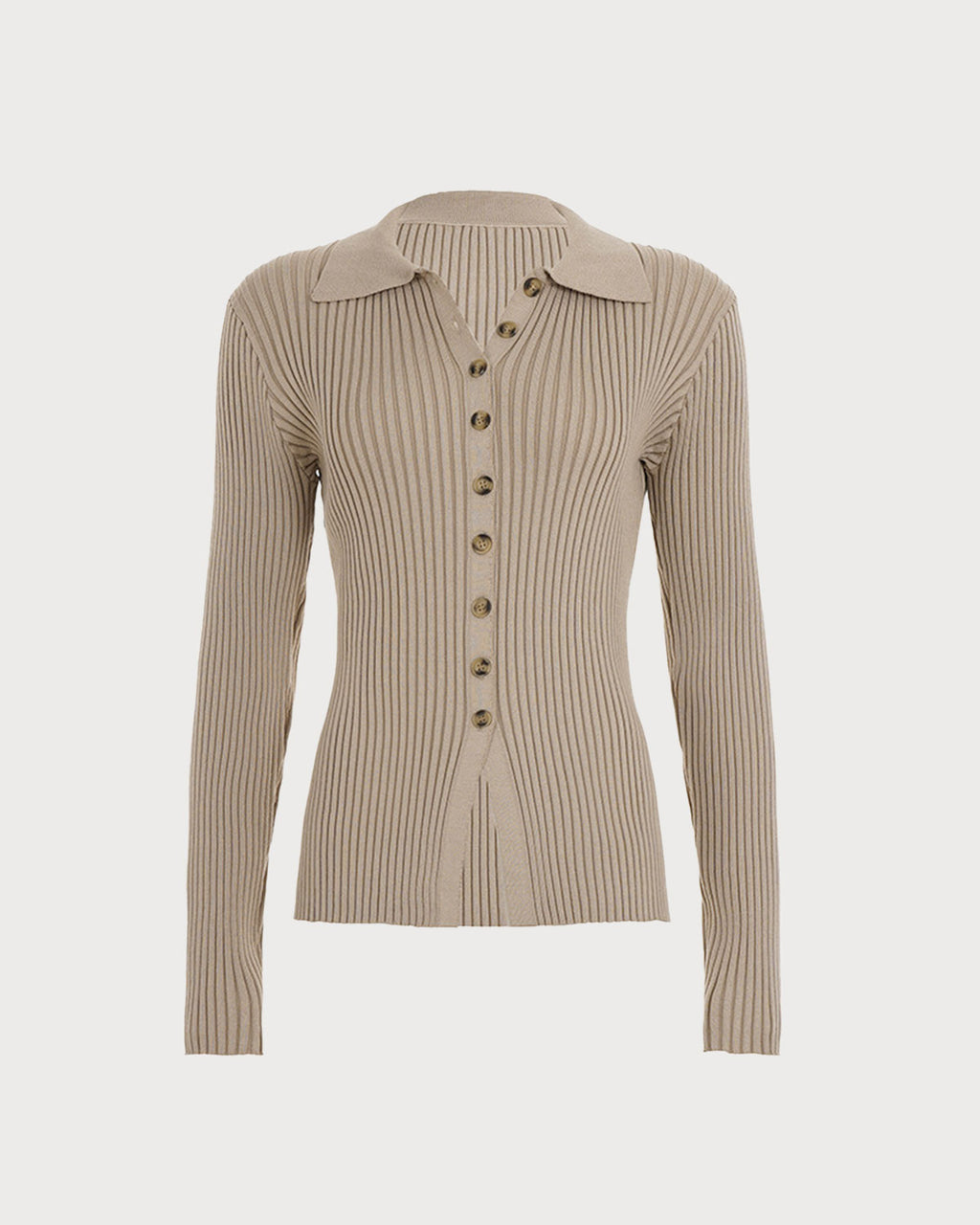 Women's Knitted Polyester Sweater Camel Tops - RIHOAS