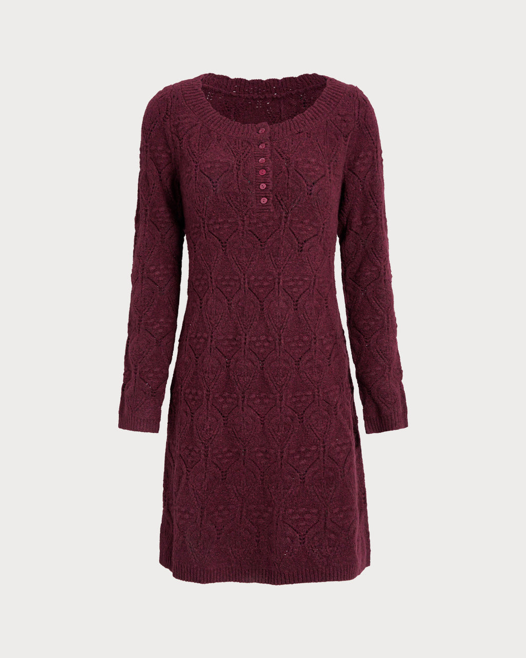 Women's Knitted Polyester Sweater Dress Dark Red Dresses - RIHOAS