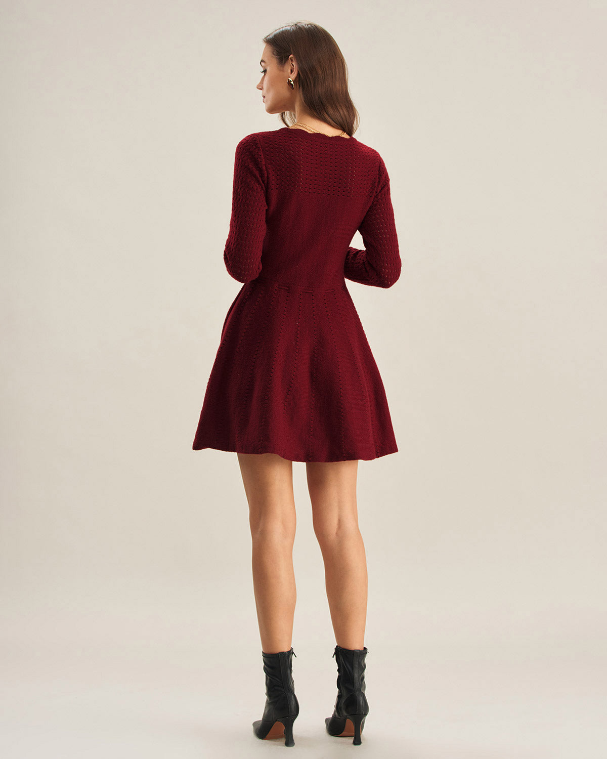 Wine Red A-Line Sweater Dress & Reviews - Wine Red - Dresses