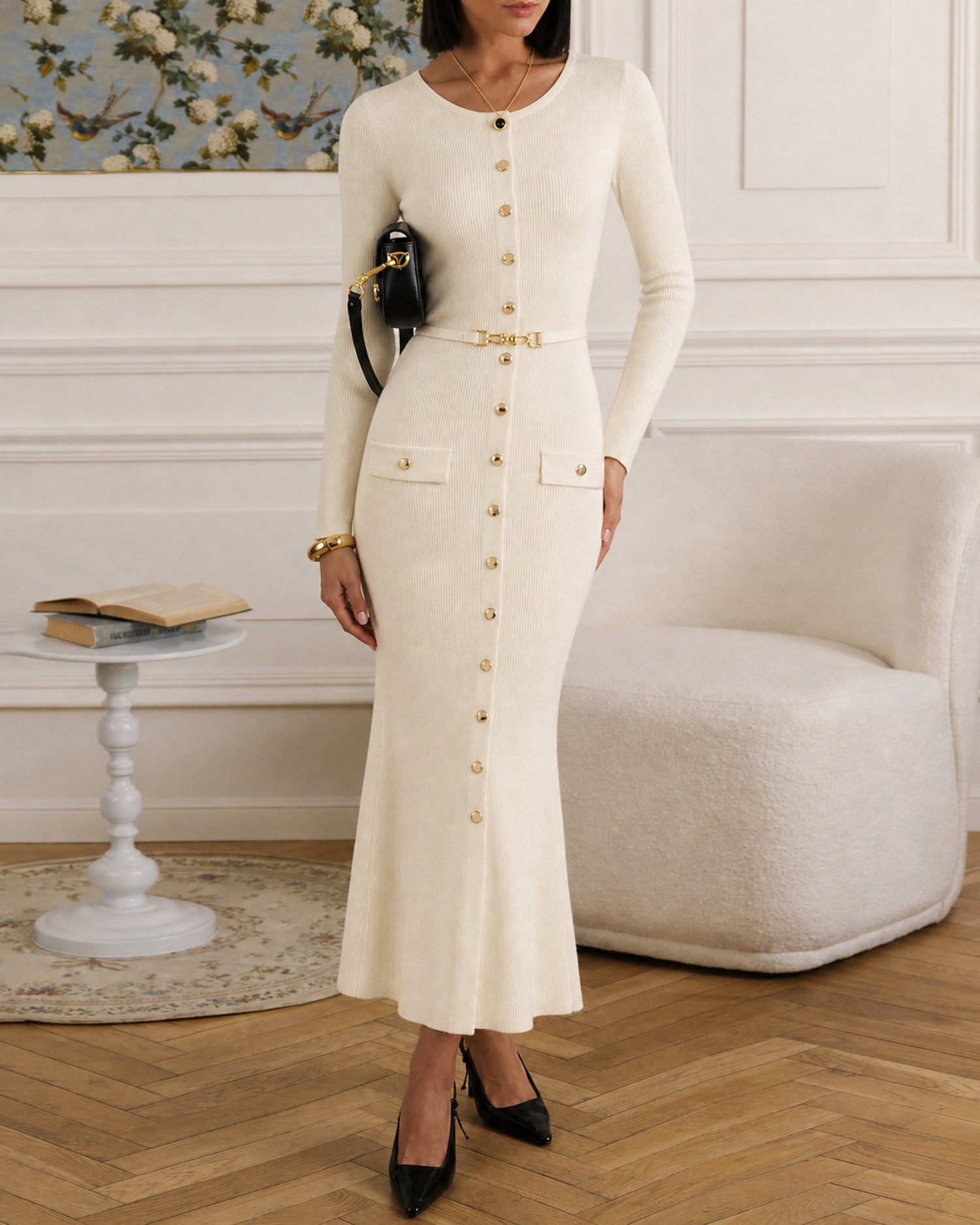 Women's Knitted Polyester Sweater Dress - RIHOAS