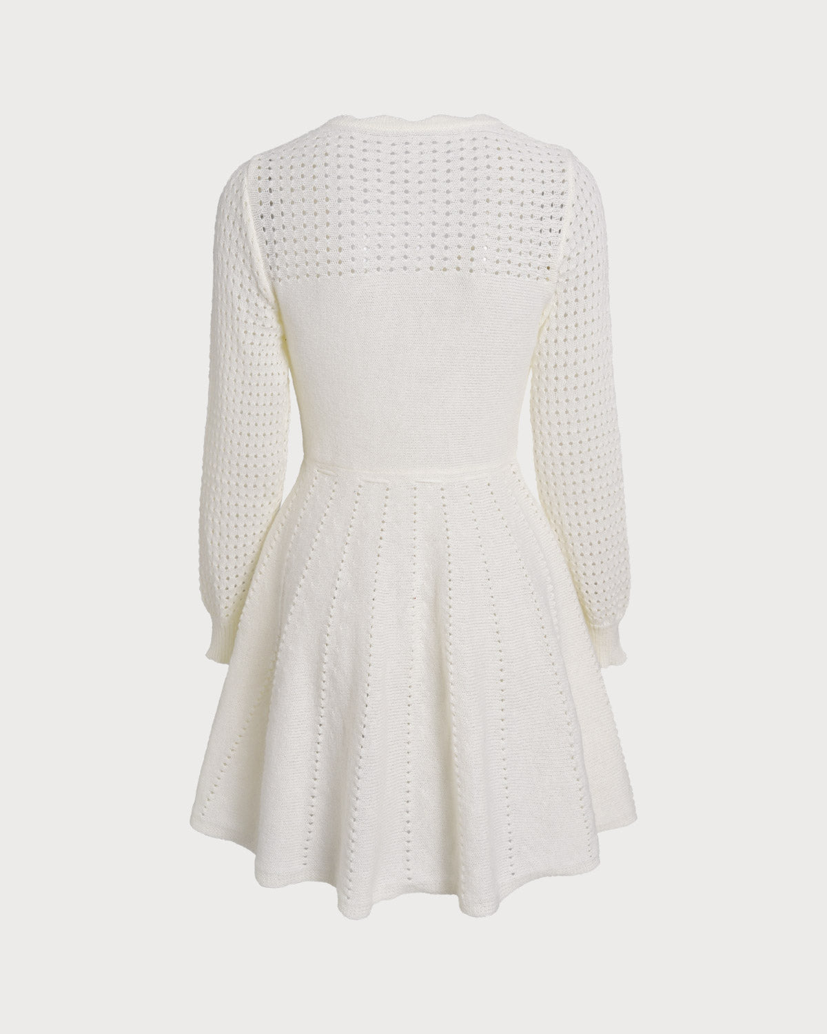 White Scalloped A-Line Sweater Dress & Reviews - White - Dresses | RIHOAS White Scalloped A-Line Sweater Dress & Reviews - White - Dresses | RIHOAS