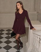 Women's Knitted Polyester Sweater Dress - RIHOAS